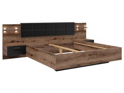 lož.KASSEL postel LOZ/180/A BEZ ROŠTU A MATRACE dub monastery/dub černý