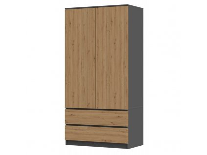 Šatní skříň Malvína 2S-90 antracit/dub artisan
