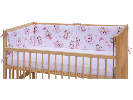 Mantinel do postýlky 4dílný - Scarlett Fiki - 180 x 30 cm - růžová