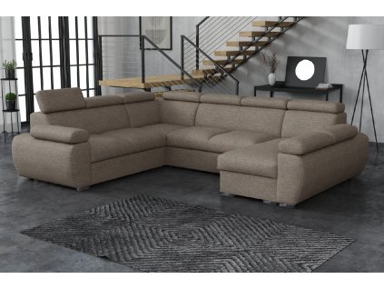 Sedací souprava Bodie U pravá hnědošedá