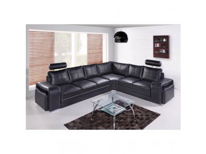 Kožená sedací souprava Endy pravá černá