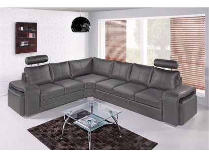 Kožená sedací souprava Endy s rozkladem levá šedá