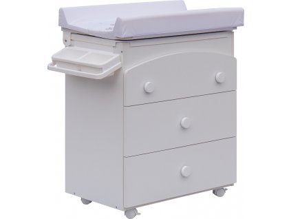 Přebalovací komoda s vaničkou Scarlett Vela - bílá s Přebalovací podložkou Oslík - bílá