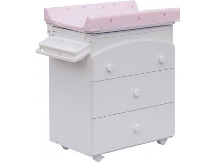 Přebalovací komoda s vaničkou Scarlett Vela - bílá s Přebalovací podložkou Slon - růžová