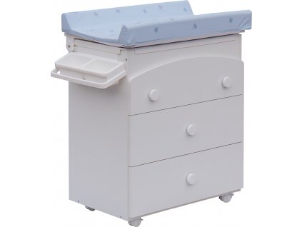 Přebalovací komoda s vaničkou Scarlett Vela - bílá s Přebalovací podložkou Slon - modrá