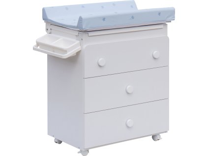 Přebalovací komoda s vaničkou Scarlett Vista - bílá - s Přebalovací podložkou Slon - Modrá