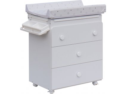 Přebalovací komoda s vaničkou Scarlett Vista - bílá - s Přebalovací podložkou Hvězdička - Bílá