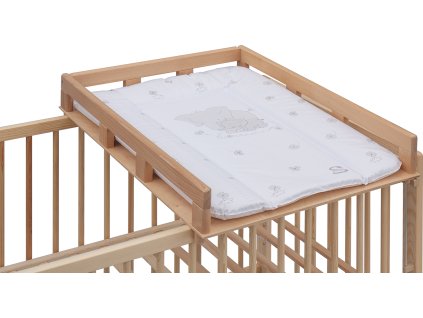 Přebalovací pult OGY Scarlett na postýlku - přírodní - s přebalovací podložkou Slon - Bílý