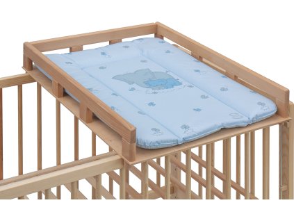 Přebalovací pult OGY Scarlett na postýlku - přírodní - s přebalovací podložkou Slon - Modrá