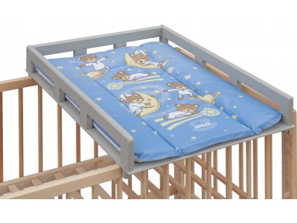 Přebalovací pult OGY Scarlett na postýlku - šedý - s přebalovací podložkou Galaxy - Modrý