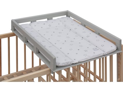 Přebalovací pult OGY Scarlett na postýlku - šedý - s přebalovací podložkou Hvězdička - Bílá