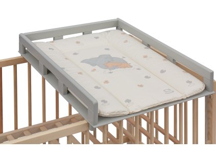 Přebalovací pult OGY Scarlett na postýlku - šedý - s přebalovací podložkou Slon - bílý