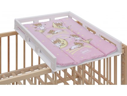 Přebalovací pult OGY Scarlett na postýlku - bílý - s přebalovací podložkou Galaxy - Růžová