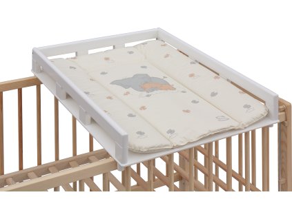 Přebalovací pult OGY Scarlett na postýlku - bílý - s přebalovací podložkou Slon - béžová