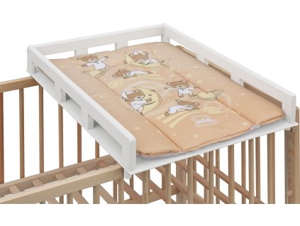 Přebalovací pult OGY Scarlett na postýlku - bílý - s přebalovací podložkou Galaxy - béžová