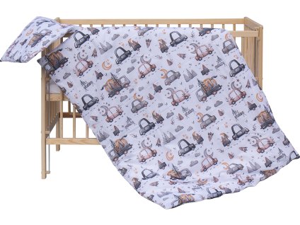 Povlečení do postýlky 2dílné - Scarlett Autíčka - šedé - 135 x 100 cm