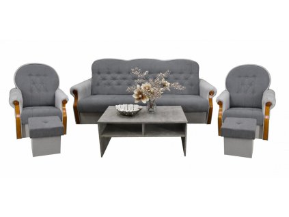 Sedací souprava Petra 3F+1+1+2T tmavě šedá/světle šedá