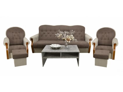 Sedací souprava Petra 3F+1+1+2T hnědá/béžová