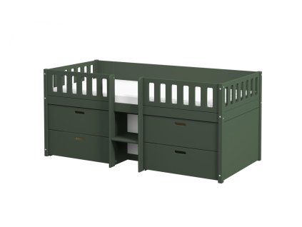 Vyvýšená postel s úložným prostorem Viggo zelená