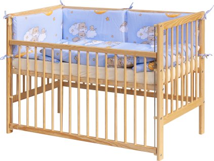 Dětská postýlka s kompletní výbavou Scarlett 120 x 60 cm - Mráček - modrá