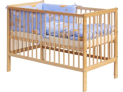 Dětská postýlka s kompletní výbavou Scarlett 120 x 60 cm - Mráček - modrá