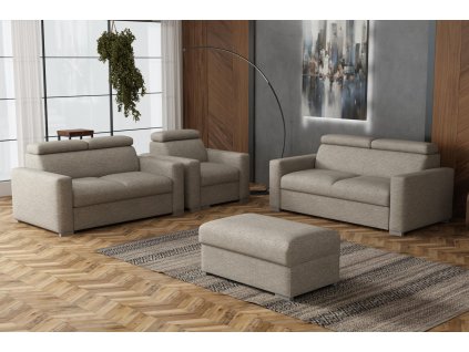 Sedací souprava Petrit 3+2+1+taburet Aragon hnědošedá