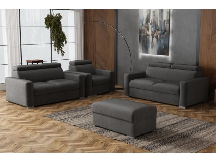 Sedací souprava Petrit 3+2+1+taburet Kronos šedá