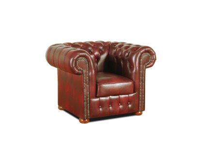 Křeslo Chesterfield Classic 1 kůže bordó