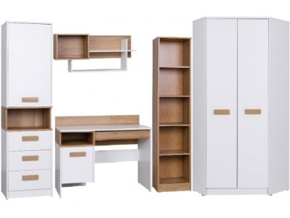 Dětský pokoj Grant 4 bílý + dub riviera