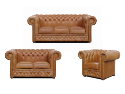 Sedací souprava Chesterfield Lord 3+2+1 kůže koňak