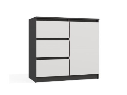 Komoda Malvína 1D3S antracit/bílá