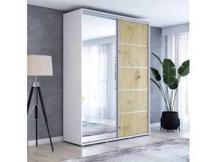 Šatní skříň Baryla 1 Alu šířka 140 cm, výška 220 cm, hloubka 61 cm