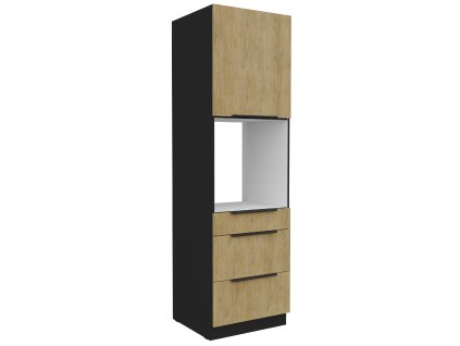 Kuchyňská skříňka Cremona BL - 60 DPS-210 3S 1F sloupek se zabudovanou troubou, šuplíkový PREMIUM BOX