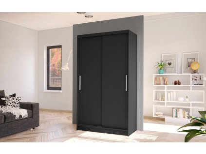 Skříň Kosta I 100 cm - černá, výška 200 cm, hloubka 58 cm