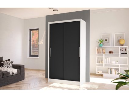 Skříň Kosta I 100 cm - bílá/černá, výška 200 cm, hloubka 58 cm