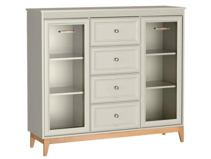 windsor 07 komoda wysoka duza przeszklona z szyba szufladami na nozkach elegancka nAvgGuj