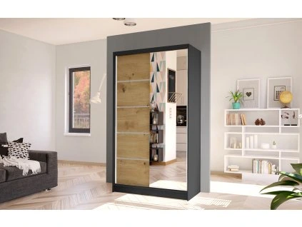 Skříň Diem III 100 - černá/dub artisan