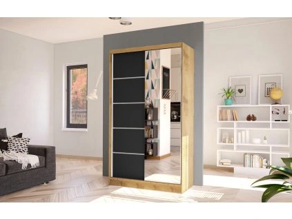 Skříň Diem III 100 - dub artisan/černá