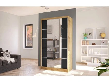 Skříň Diem V 100 - dub artisan/černá