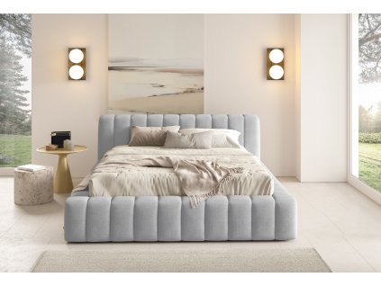 Čalouněná postel Gino 120 x 200 cm, nízké čelo, kovový rošt, látka Velluto 15