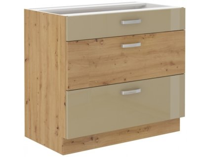 Kuchyňská skříňka Artisan cappucino lesk - dolní 80 D 3S šuplíková PREMIUM BOX