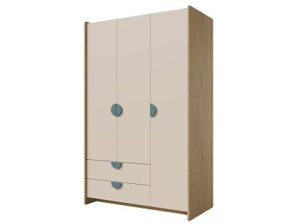 Skříň Leya R1 dub cremona/macadamia/mořská modrá