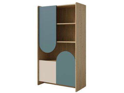 Knihovna Leya R7 dub cremona/macadamia/mořská modrá