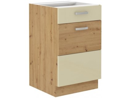 Kuchyňská skříňka Artisan krémový lesk - dolní 50 D 1F 1S dvířka + šuplík PREMIUM BOX
