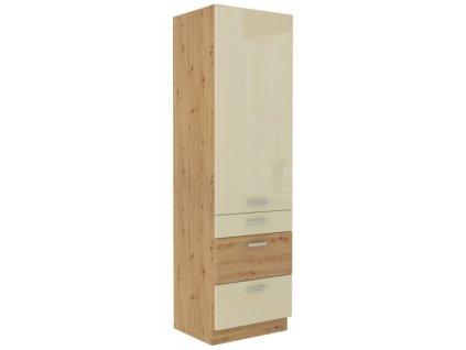 Kuchyňská skříňka Artisan krémový lesk - 60 DKS-210 3S 1F potravinová se šuplíky PREMIUM BOX