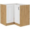 Kuchyňská skříňka Stilo WHAR - dolní rohová 90x90 DN 2F, bílá + Artisan