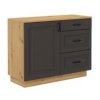Kredenc Flawia 100 GR - komoda 1D3S + nadstavba 2D - dub Artisan + Grafit