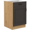 Kuchyňská skříňka Stilo GRAR - dolní 50 D 1F 1S dvířka + šuplík, grafit + Artisan