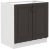 Kuchyňská skříňka Stilo GRWH - dolní 80 ZL 2F dřezová, grafit + bílá