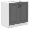 Kuchyňská skříňka Stilo DustGRWH - dolní 80 ZL 2F  dřezová, Dust Grey + bílá